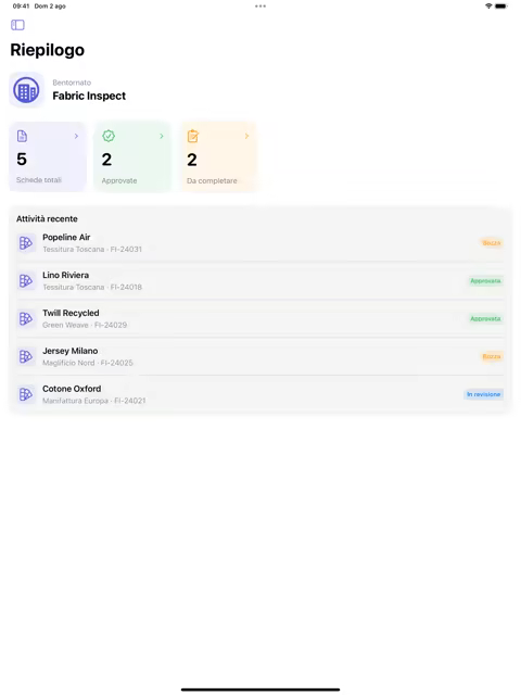 iPad: interfaccia nativa FabricDataSheet