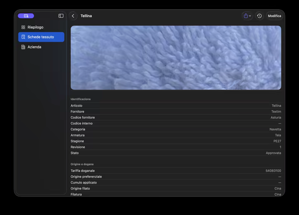 Scheda tecnica FabricDataSheet su Mac